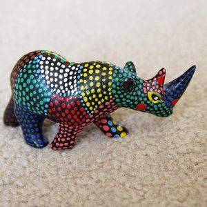 Hand Painted Rhino Animal Figurine